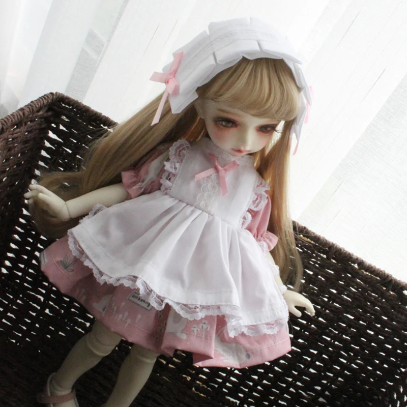 BJD Кукла Одежда 1/4 кукла платье+ лента для волос розовый+ белый цвет для 1/6 1/4 BJD SD кукла 1/6 Blyth кукла аксессуары