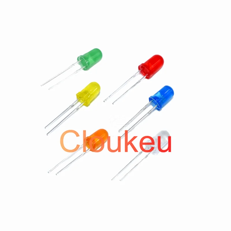 5MM light-emitting diode LED lamp beads round head F5 straight plug short feet highlight blue red white green yellow pink purple