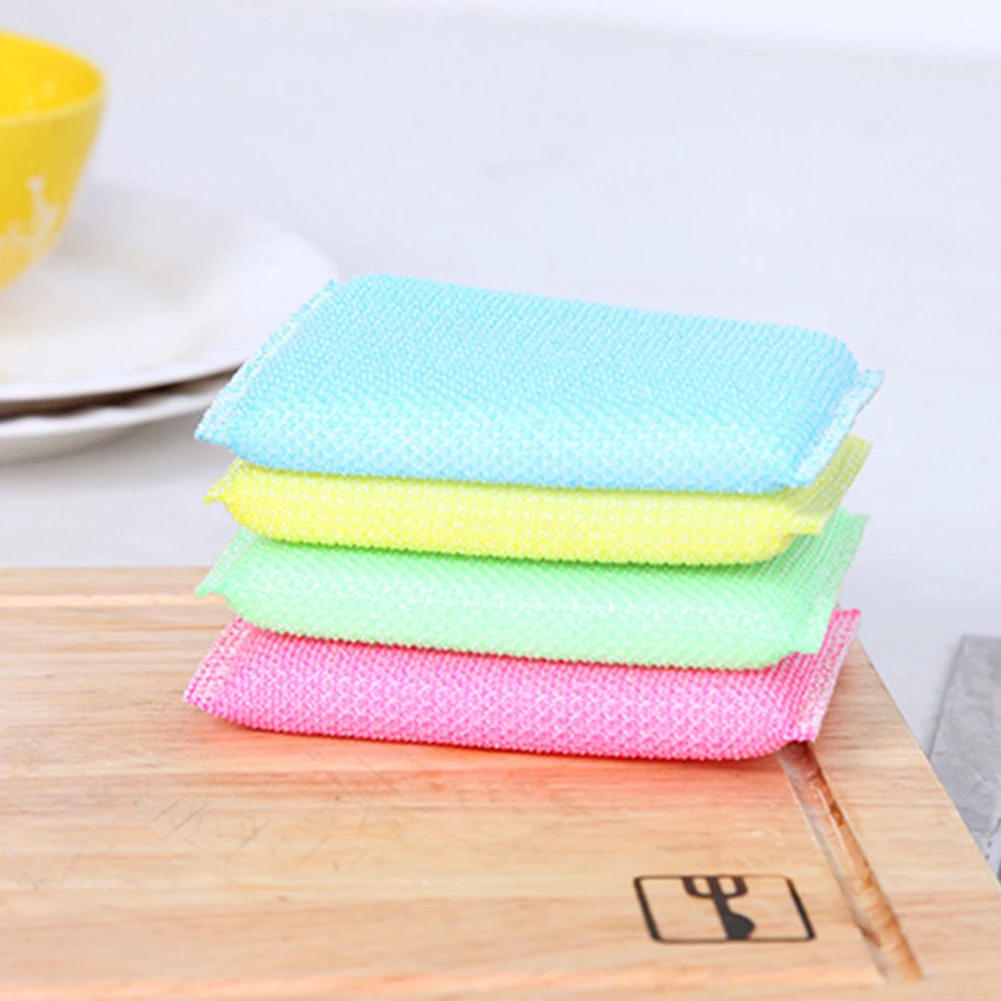 4pcs Scrub King Cleaning Rag Sponge Dish Towel Non-Stick Oil Scouring Pad Kitchen Washing Cloth Brush Bowl | Дом и сад