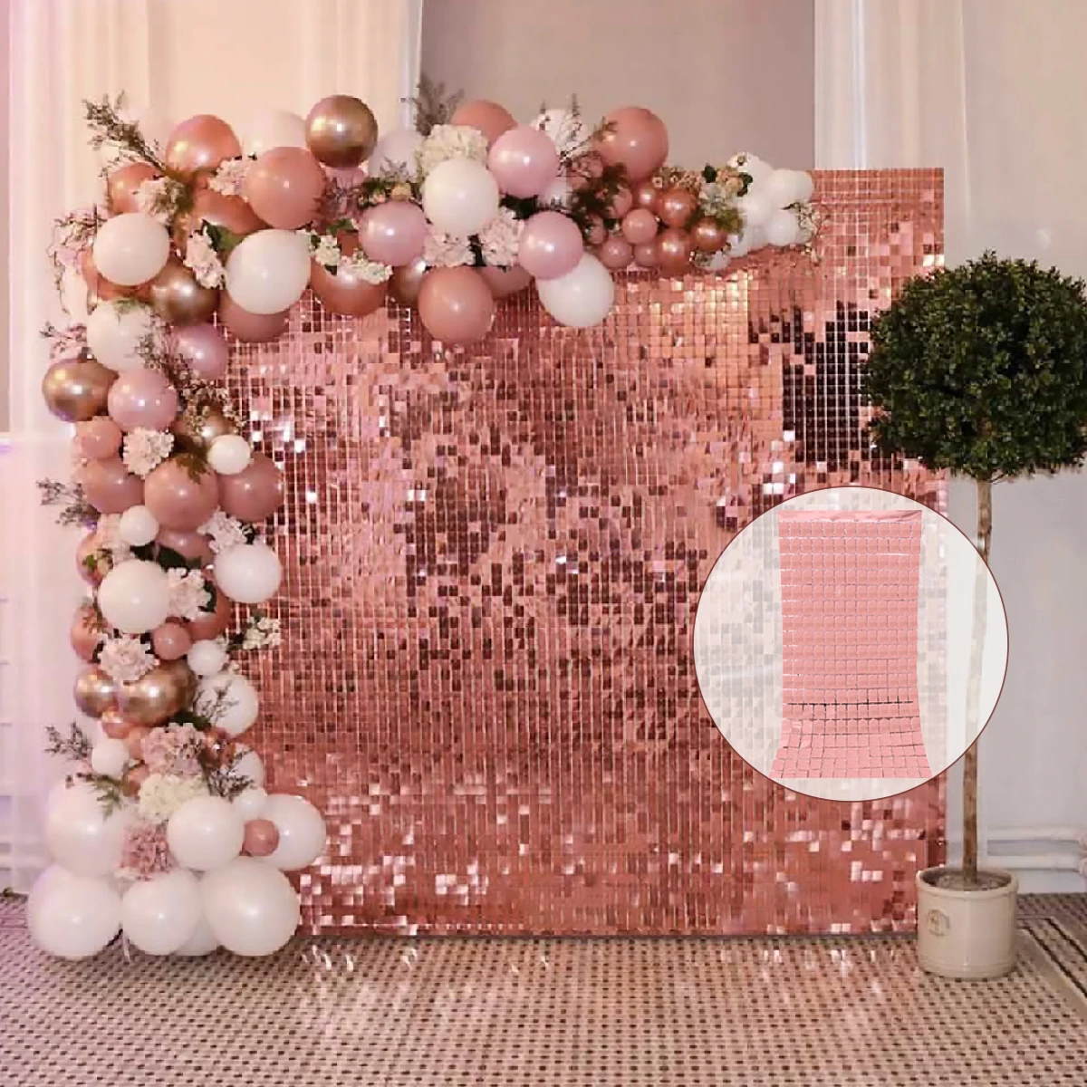 

1*2m Square Sequin Curtain Wedding Decoration Birthday Party Photo Accessories Valentines Day Glitter Backdrops Wall Home Decor