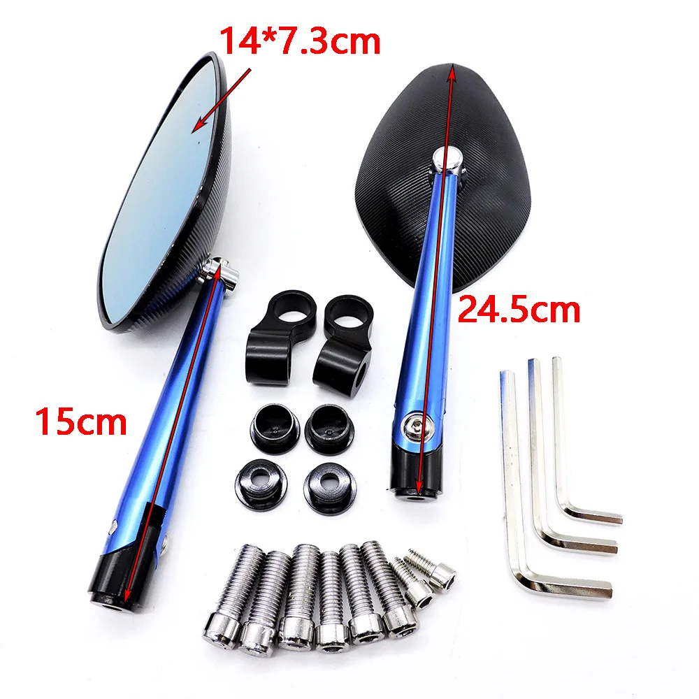 Motorcycle rear-view mirror CNC retrofit reversing auxiliary universal convex blue reflector | Автомобили и мотоциклы