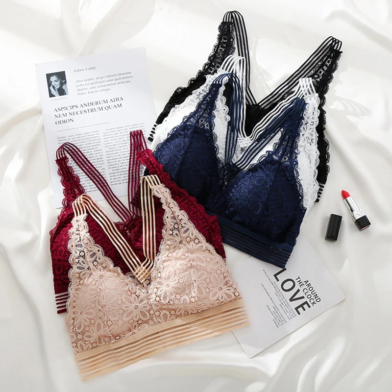 Черный белый бюстгальтер для женщин большого размера цветочный кружевной