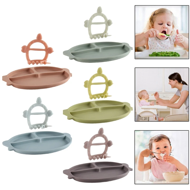 

Infant Children Silicone Food Plate Baby Hand Guard Molar Stick Teether Set null