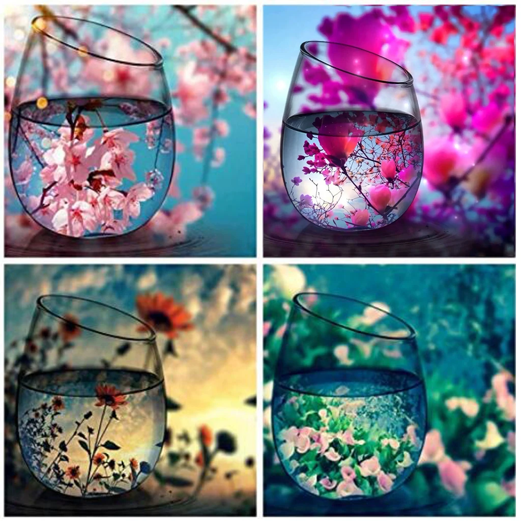 Круглая картина с пейзажем алмазная 5D Вышивка крестиком сделай сам мозаика для