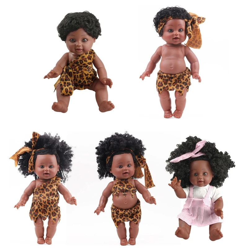 

35cm Lifelike Reborn Baby Boy Girl Doll African American Newborn Toddler Doll