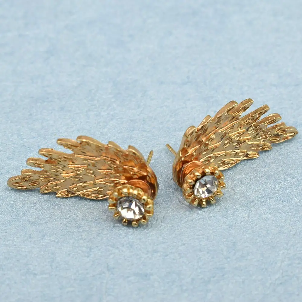 1 пара женские ботинки в стиле панк с крыльями ангела Стразы Перо Серьги