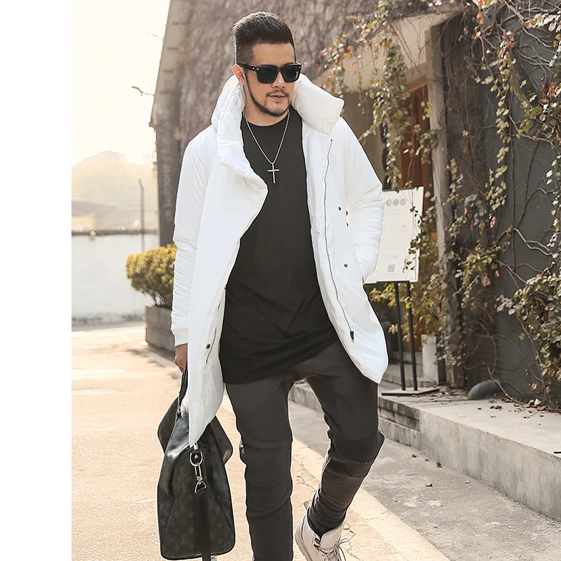 

Для мужчин новые зимние тонкие длинные теплая хлопковая стеганая теплая куртка с капюшоном метросексуал человек черные повседневные Европ...