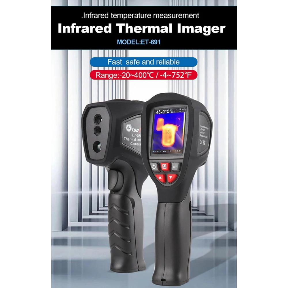 

TOOLTIP ET69 Infrared Thermal Imager -20~400C Handheld Thermal Imager 320*240 Thermometer Automotive Inspection Electrical Tool