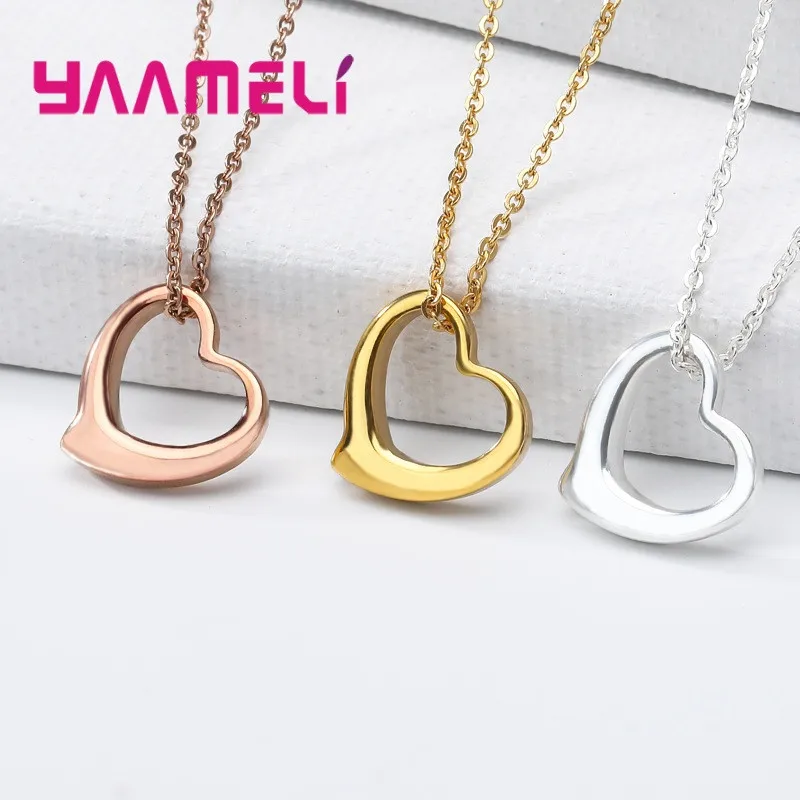 

Простые Модные женские ожерелья с подвеской в виде сердца и ключицы из стерлингового серебра 925 пробы, свадебные ожерелья с воротником для п...