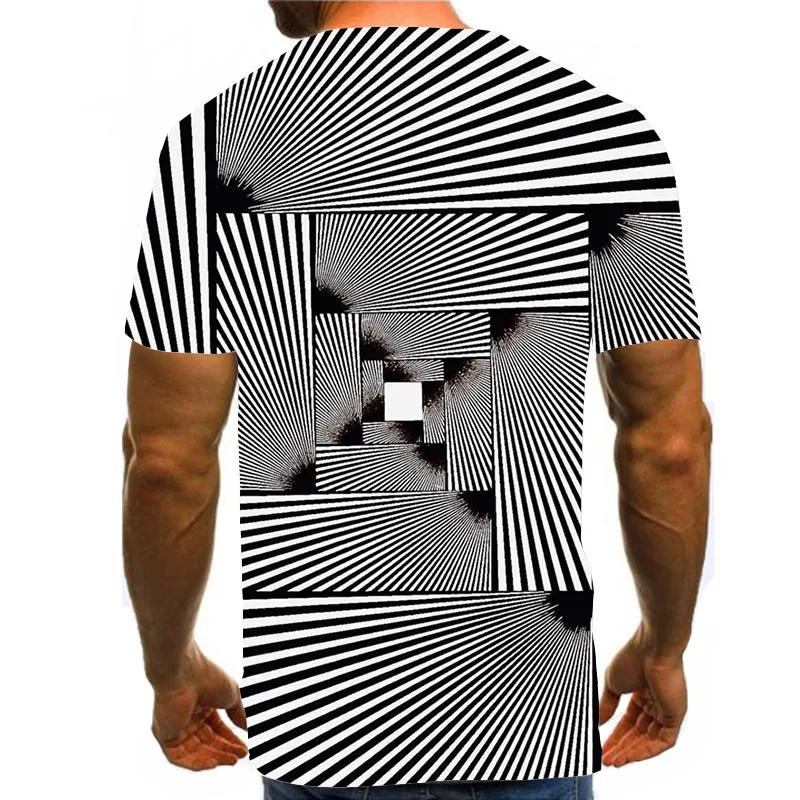 

Men Graphic T Shirts Round Neck 3D Print Short Sleeve Daily Tops Psychedelic Black Tees