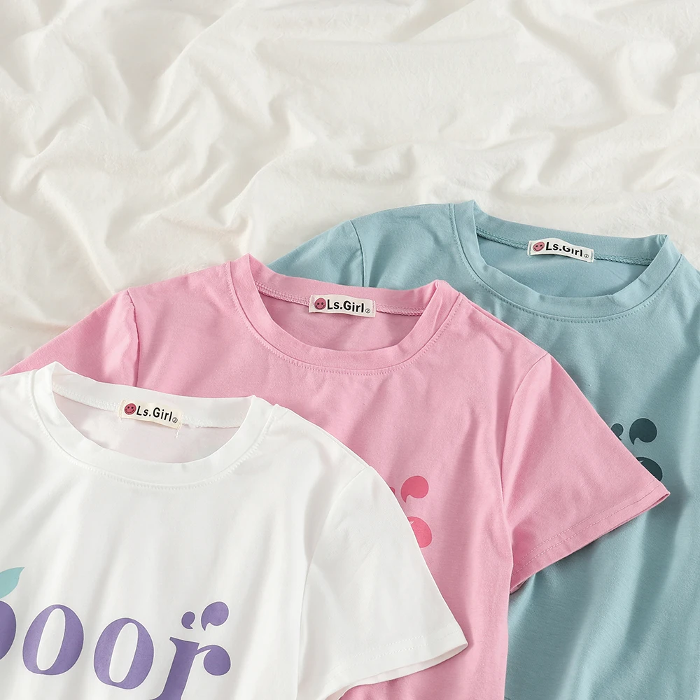 Женская летняя футболка с коротким рукавом новинка короткий топ в Корейском