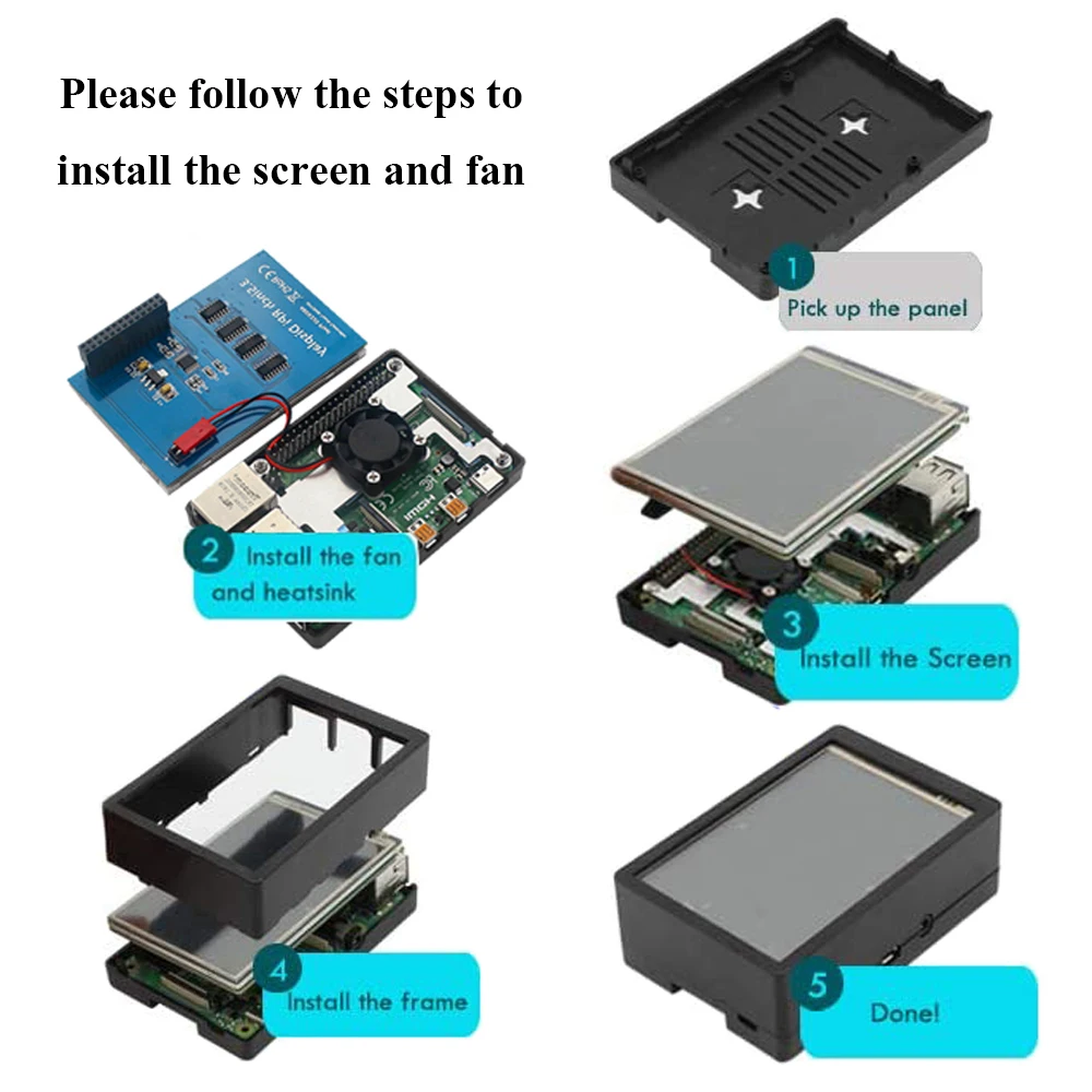 Оригинальный Raspberry Pi 3 + 5 дюймовый сенсорный экран чехол из АБС пластика