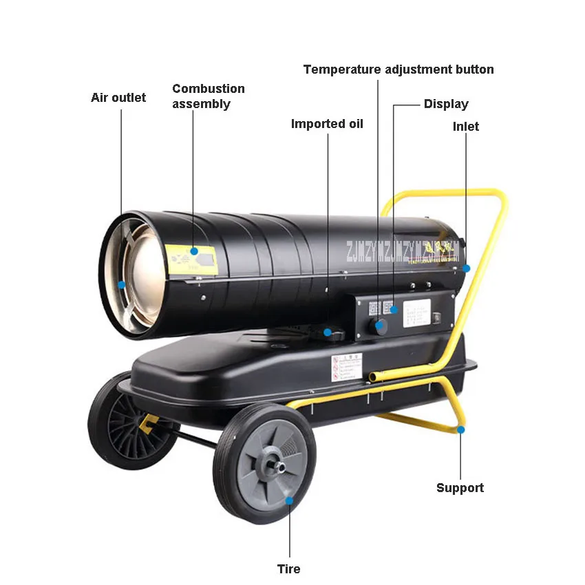 

50A-F Industrial Fuel Air Heater Digital Display Industrial Fan Heater Household Warm Air Blower 220v 50KW 2.0-4.0L/h 200-300m2