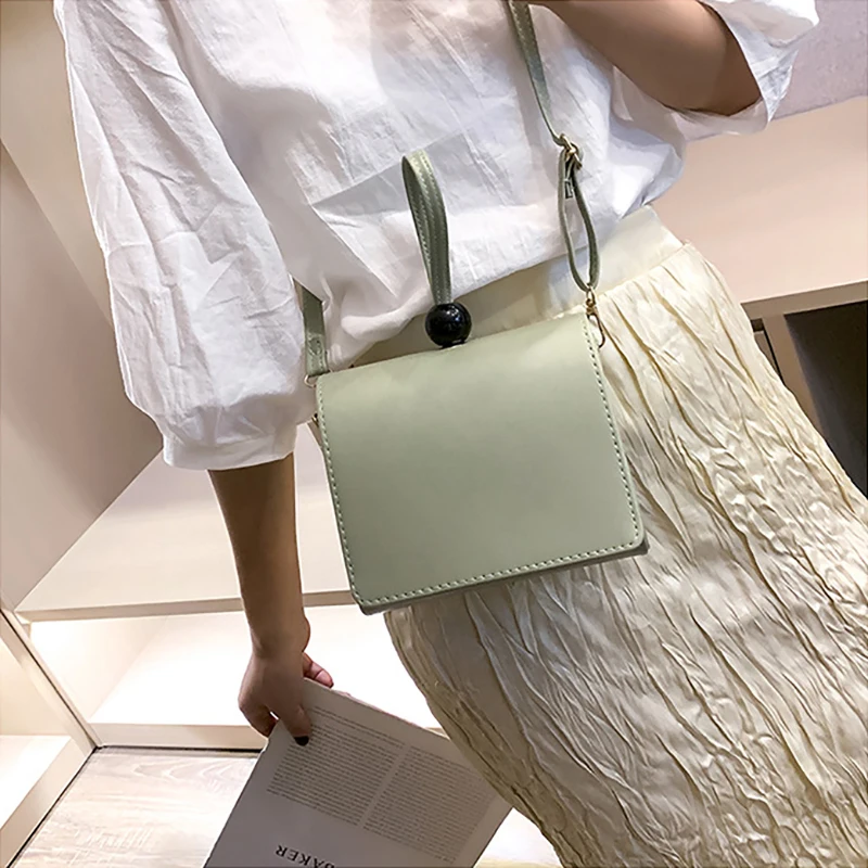 

Female Bucket Shoulder Bags Fashion Smooth Pearl Handbag High Quality PU Leather Crossbody Messenger Bag Simple Women Bag