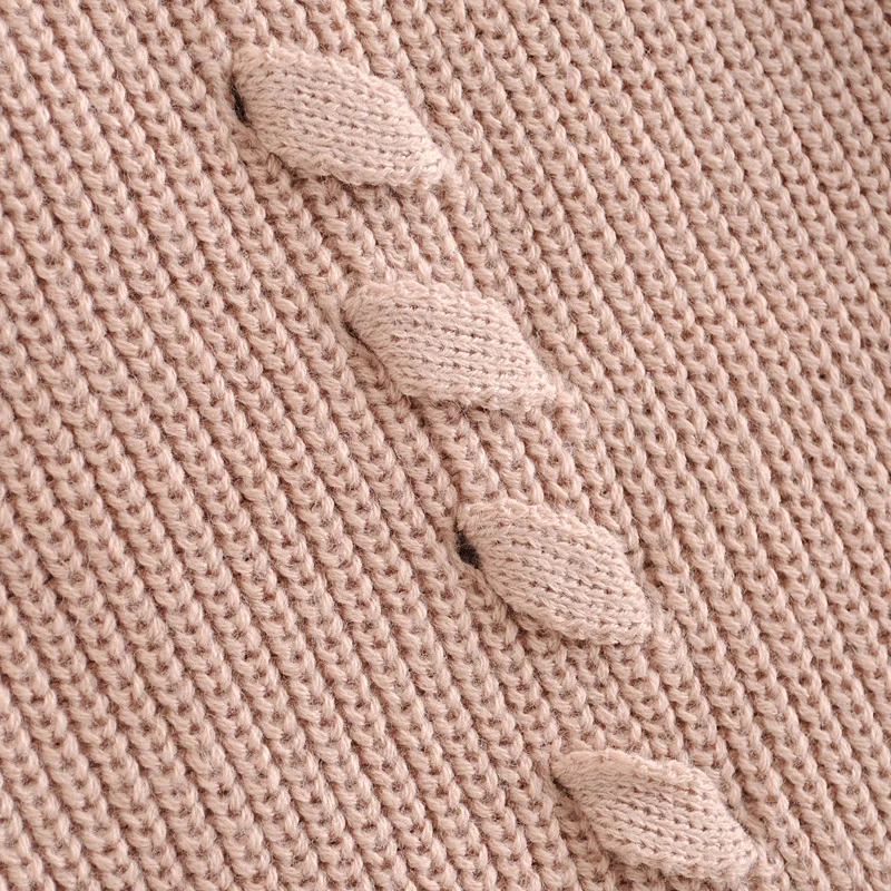 Женский вязаный пуловер с круглым вырезом повседневный однотонный длинными