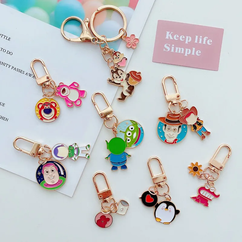 

Disney Toy Story Keychain Buzz Lightyear Winnie Cute Dolls Pendant Hardware Key Chain Car Pendant Bag Hanging Decoration Keyring