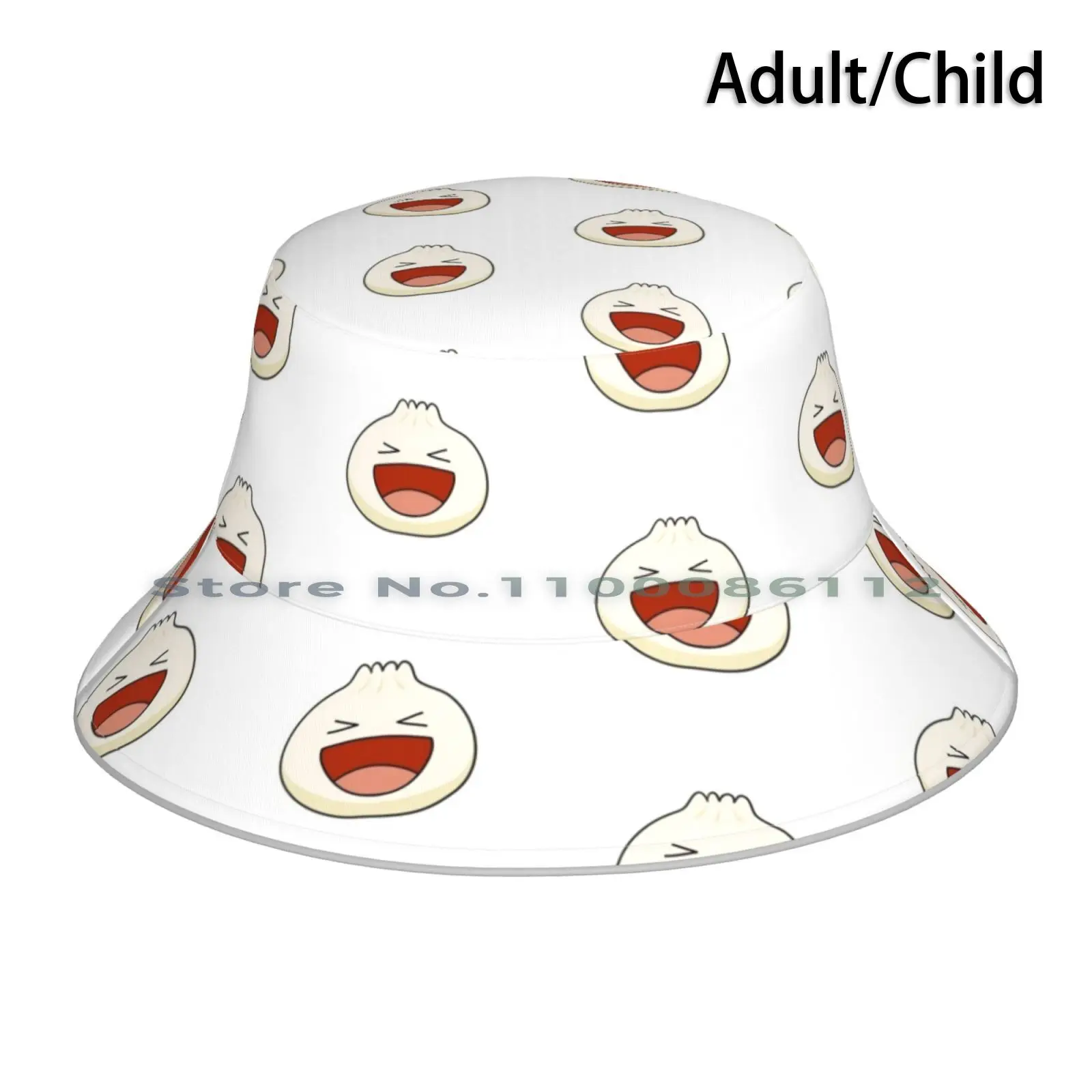 

Laughing Bao Bucket Hat Sun Cap Bao Nom Foodie Cute Adorable Dumpling Steamed Bun Happy Laughing Foldable Outdoor Fisherman Hat