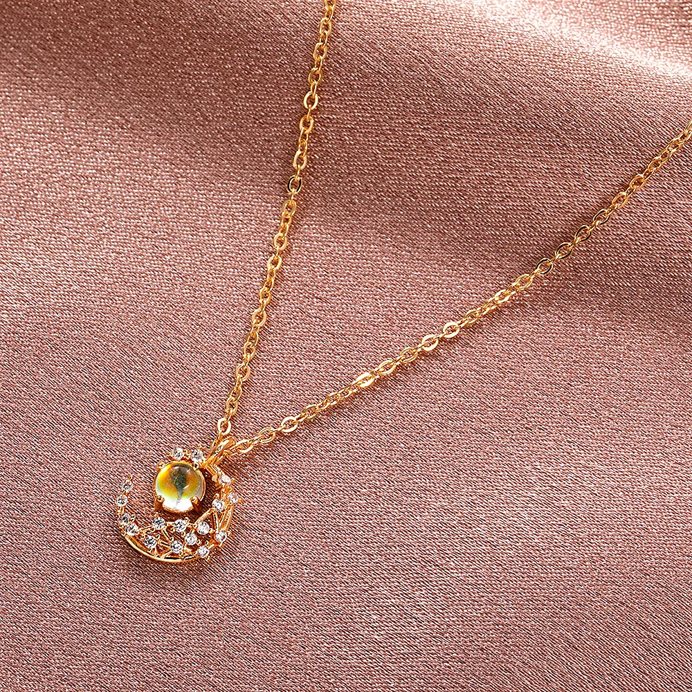 Ожерелье JWER с подвеской в виде Луны женский кулон полым лунным камнем колье