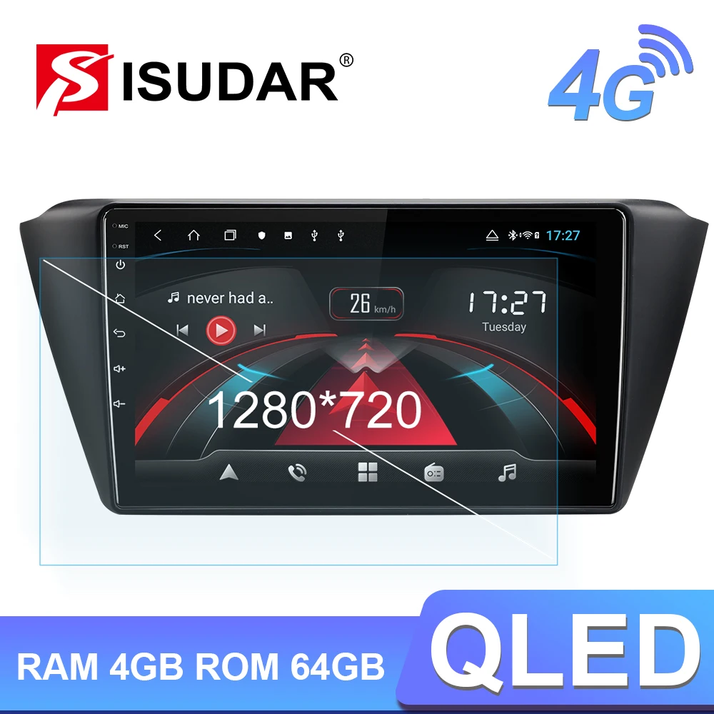 Автомагнитола Isudar H53 4G Android 1 Din GPS Восьмиядерный процессор ОЗУ 4 Гб ПЗУ 64 ГБ 1080P