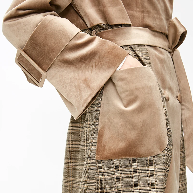 Vero Moda бархатный двубортный плащ в клетку кофта куртка женская| 318409507