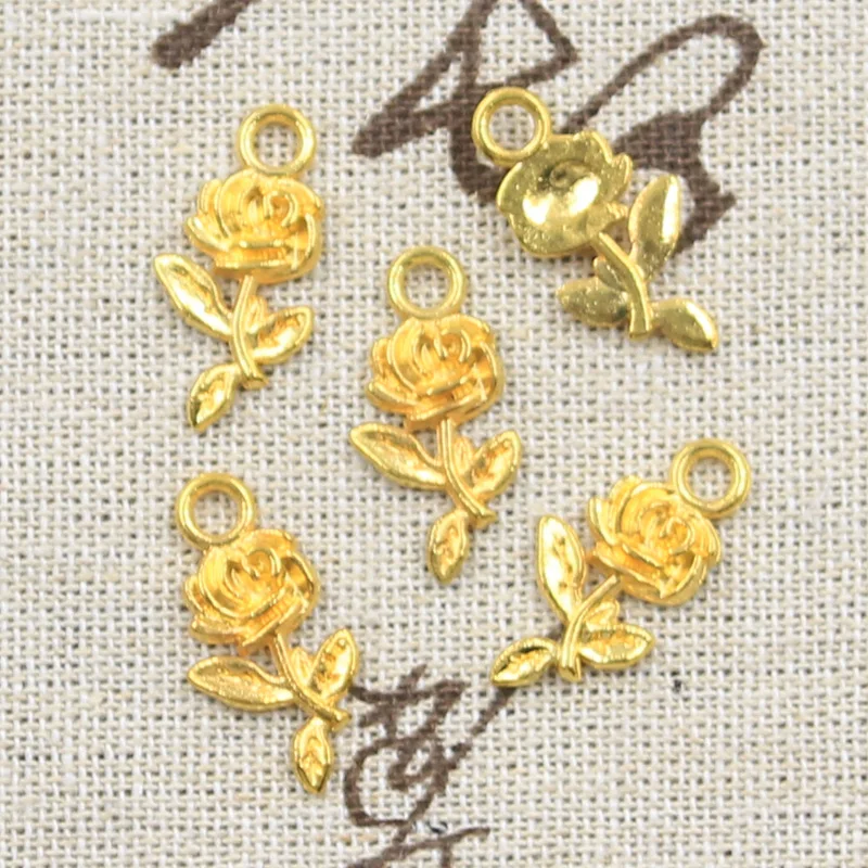 20pcs Charms Flower Rose 21x13mm Antique Making Pendant fit Vintage Tibetan Bronze Silver color DIY Handmade Jewelry | Украшения и