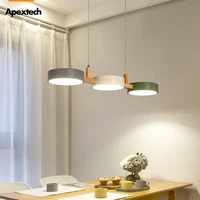 nordic natural wood chandelier lighting dining room hanging lights kitchen lighting fixtures 3 colors switchable