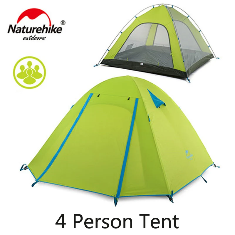 4 Persons Green NatureHike обновленная P серия UPF 50+ 2 3 4 человека Сверхлегкий 210T полиэстер ткань двухслойный открытый тент для путешествий, кемпинга - Цвет: 4 Persons Green