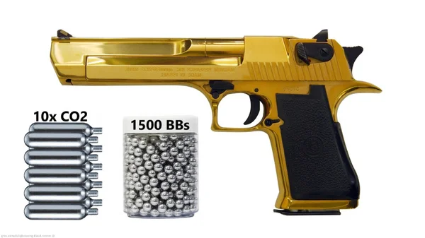 

Umarex Berletta Golden Desert Eagle - Full-Auto Blowback .177 armas de co2 gas pistola - 310 Fps Wall Tin Sign