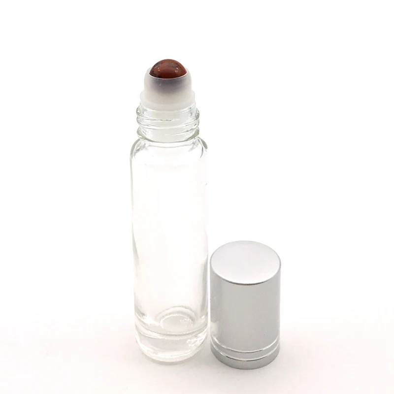 

150pcs Natural Gemstone Roller Ball Bottle 10ml Essential Oil Roll On Thick Glass Bottles With Crystal Chips Bottle