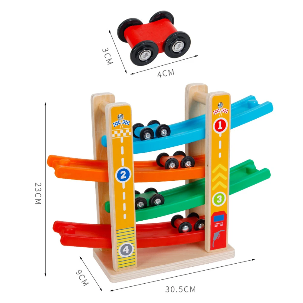 

Wood Slide Race Track Baby Hand Eyes Practice Education Toy with 4 Sliding Cars kids educational toys for children gift