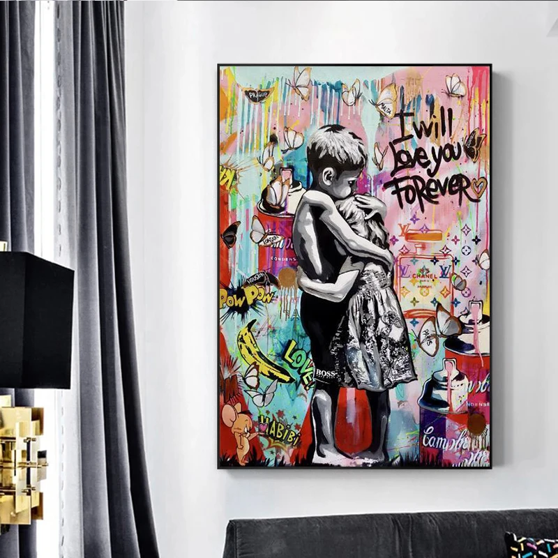 

Street Art Banksy Graffiti Wall Art Canvas Paintings Poster and Print Cuadros Wall Art Pictures for Home Decor (No Frame)