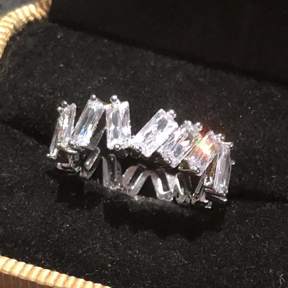 Горячие Стиль 925 серебро белыми камнями CZ циркон Обручение ювелирные изделия