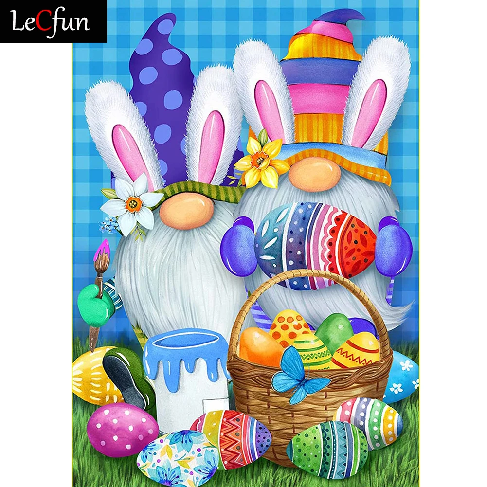 

LeCfun Happy Easter Gnomes Diamond Painting Kit for Adults DIY Rhinestone Diamonds Art Embroidery Mosaic for Wall Home Decor