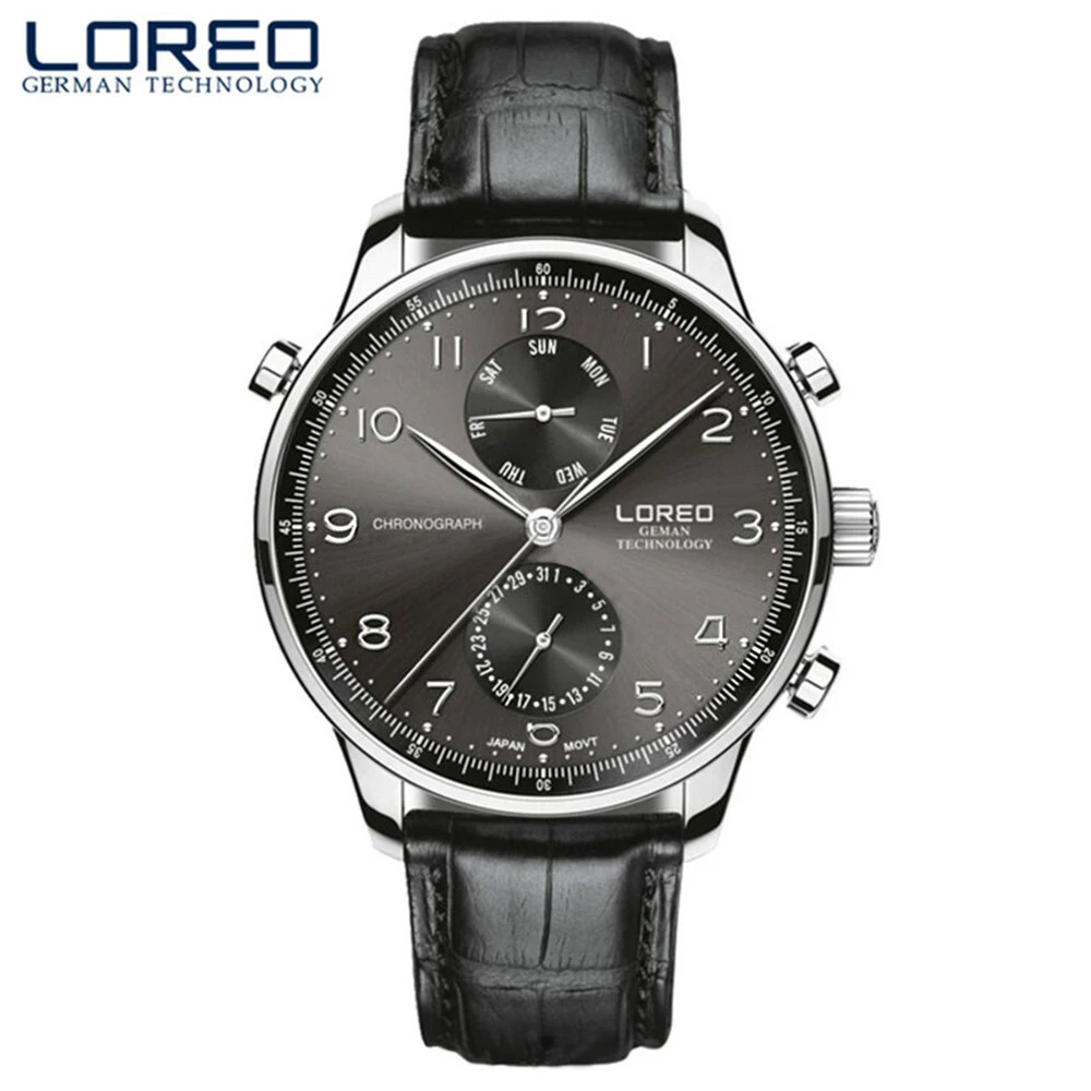 

Новинка 2021, модные мужские часы LOREO с автоматической датой, высококачественные часы с кожаным ремешком, роскошные спортивные кварцевые часы...