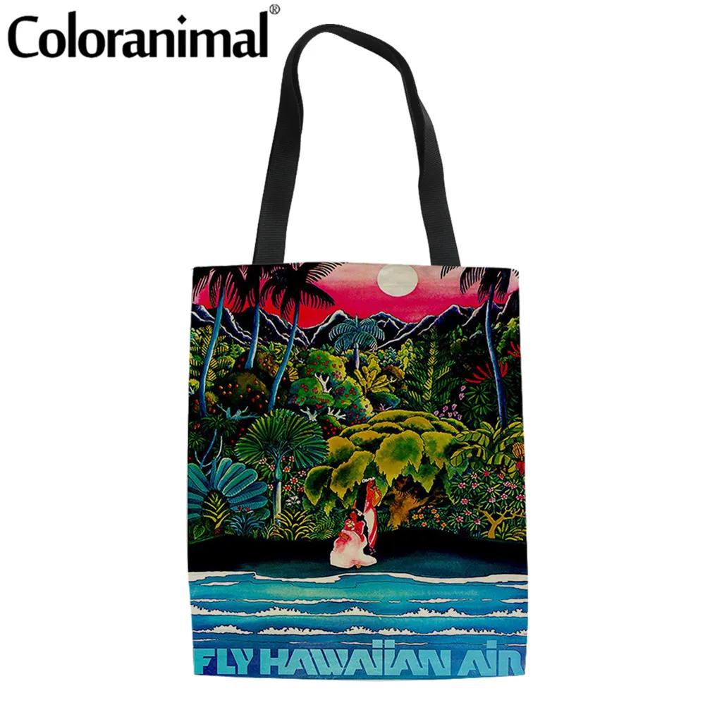 Coloranimal Для женщин парусиновая сумка Hawaii для путешествий с принтом женская