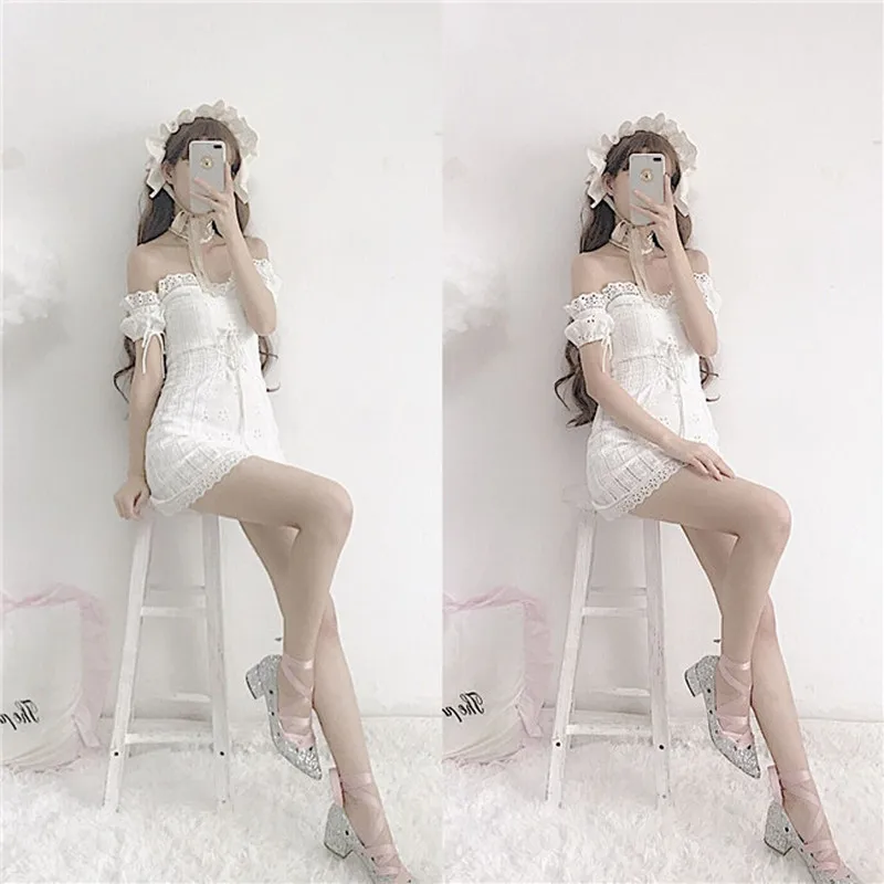 Платье женское кружевное в готическом стиле с рукавами фонариками и