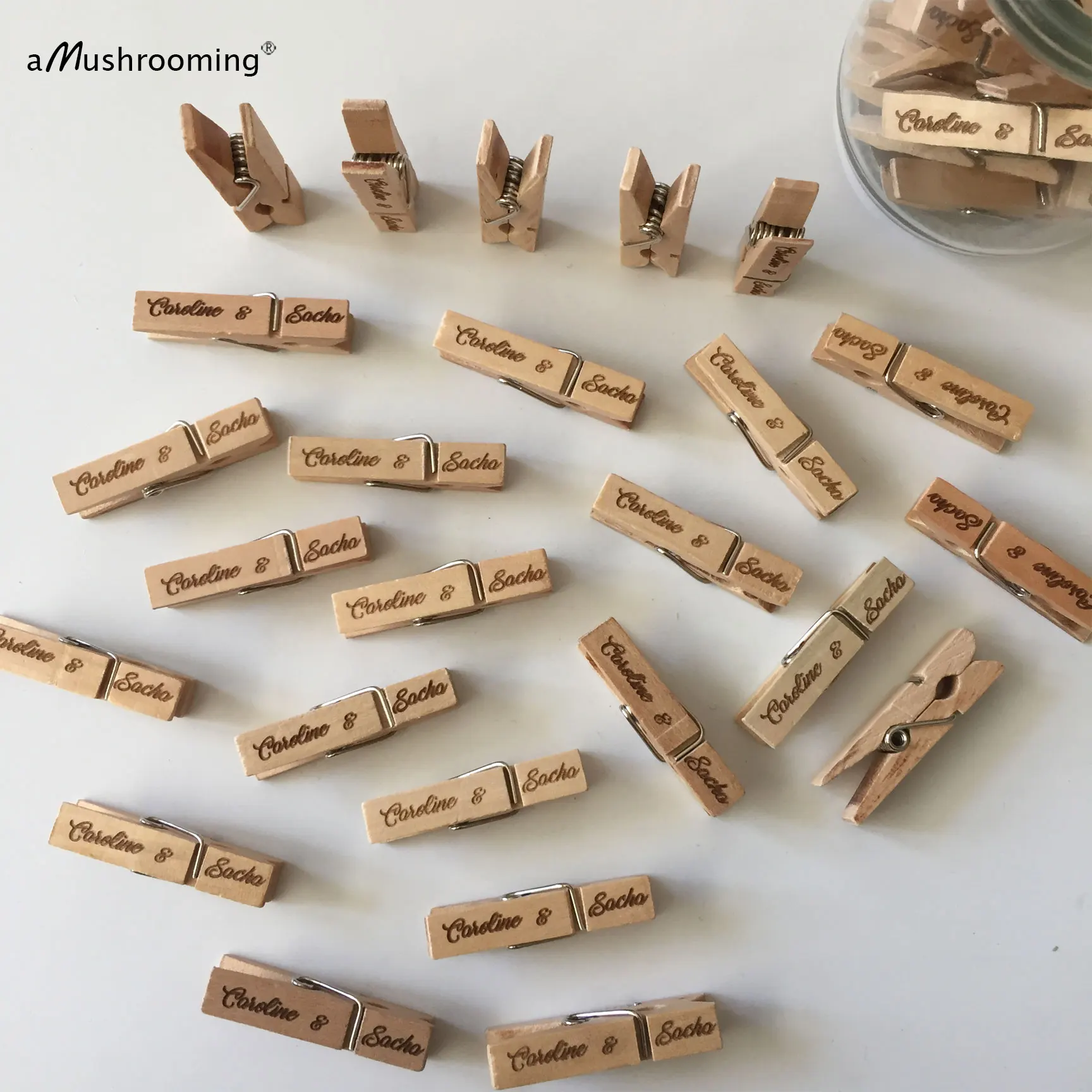 Индивидуальные мини-прищепки для одежды с лазерной гравировкой Деревянные