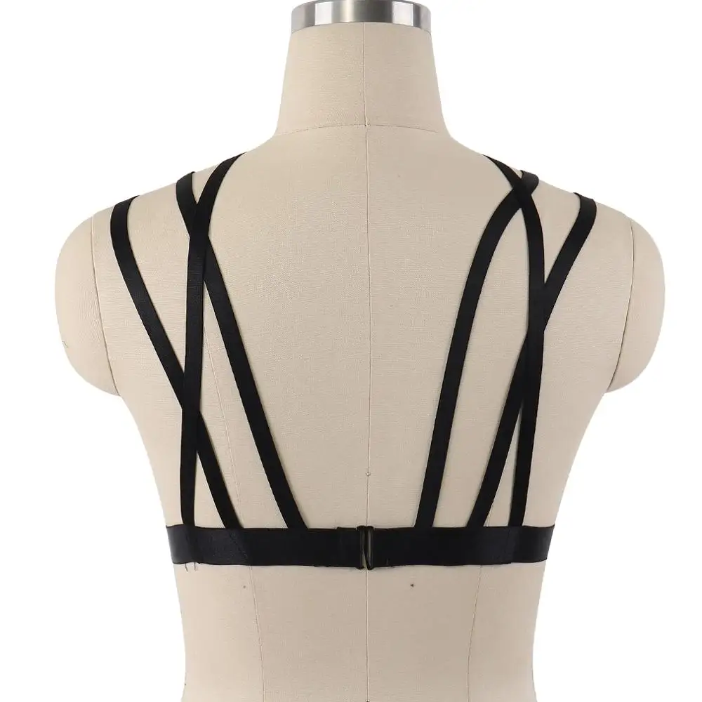 Черный сексуальный женский ремень-портупея бондаж укороченный топ клетка