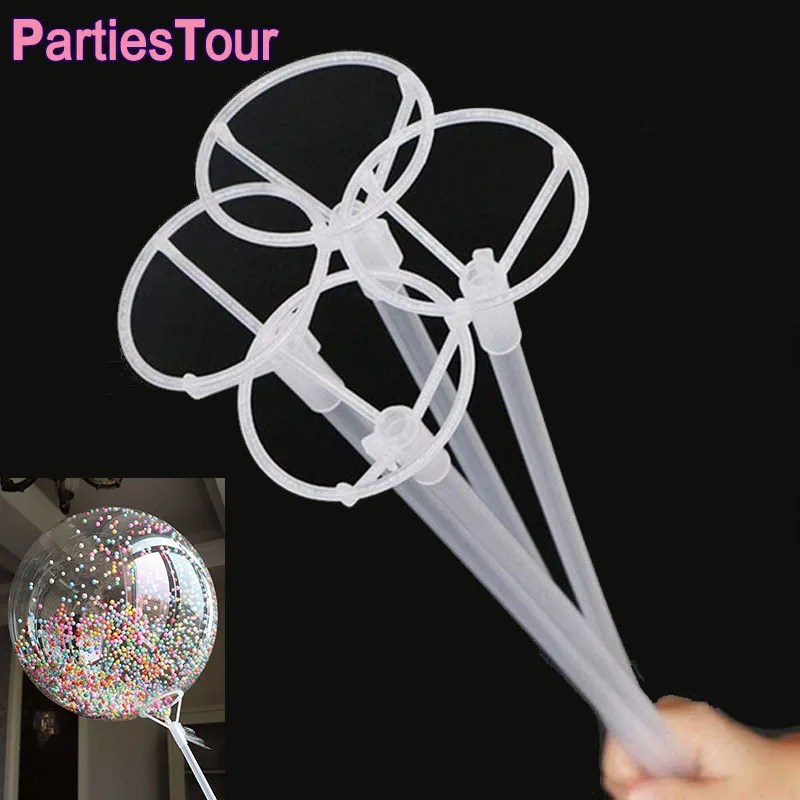 15 Set 16" Long Clear Balloon Holder for LED Bobo Balloons Stick with Cups Bubble Ballons Sticks Holder Balloon Accessories