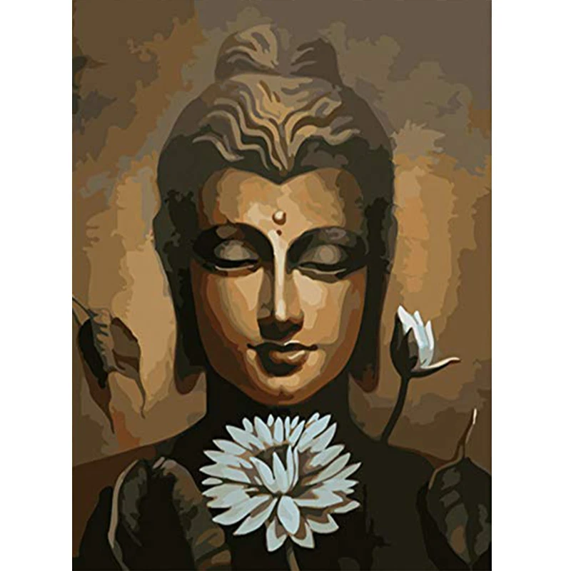 

Painting By Numbers Religious buddha flower Drawing On Canvas Picture Animal Kit Wall Art HandPainted DIY Home Decoration Gift