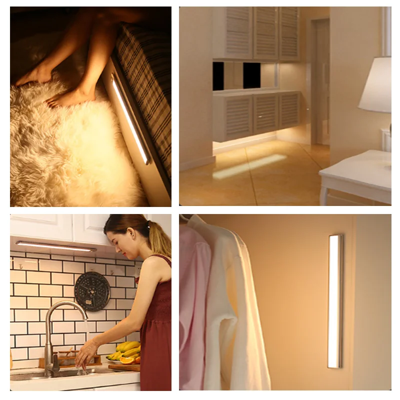

12/24/44CM Under Cabinet Light 6Key Remote Control Dimmable LED Wireless USB Rechargeable Ultra Thin Alloy Shell Lamp NightLight