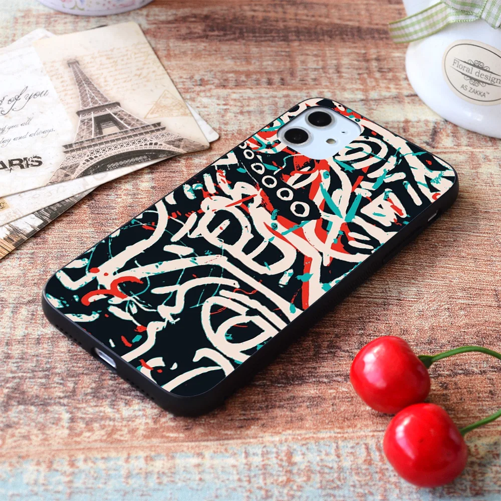 

For iPhone Street Art Graffiti Pattern Ink and Posca Soft TPU Border Apple iPhone Case