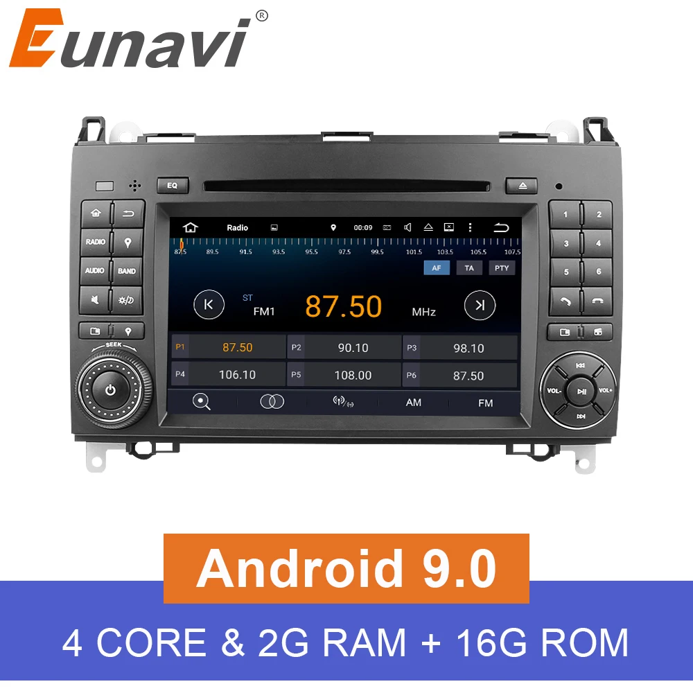 Eunavi 2 Din 7 Android 9.0 Автомобильный DVD-плеер с радио GPS для Mercedes/Benz/Sprinter/W209/W169Viano/Vito/B200/A160 с Wi-Fi стерео.