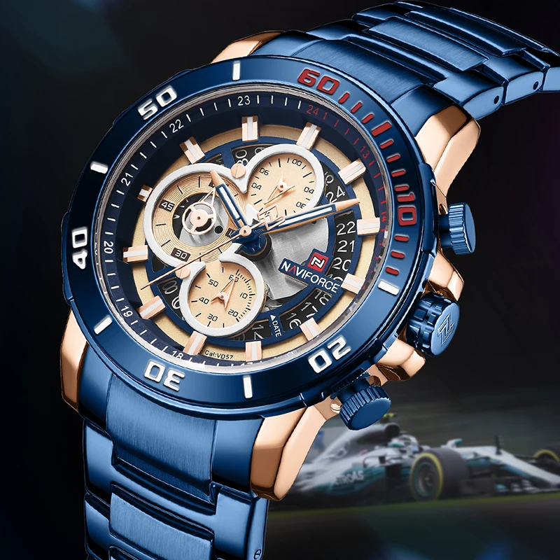 Часы наручные NAVIFORCE Мужские кварцевые автоматические спортивные брендовые
