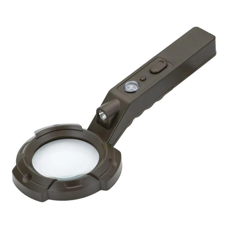 

Magnifying Glass Compass Lighting Fire Enlargement Mirror Bayi Photoelectric Reading Mirror Flashlight Green