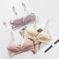 women triangle cup bra v neck sexy bra underwear wrapped chest beauty back adjustable shoulder strap solid color underwear