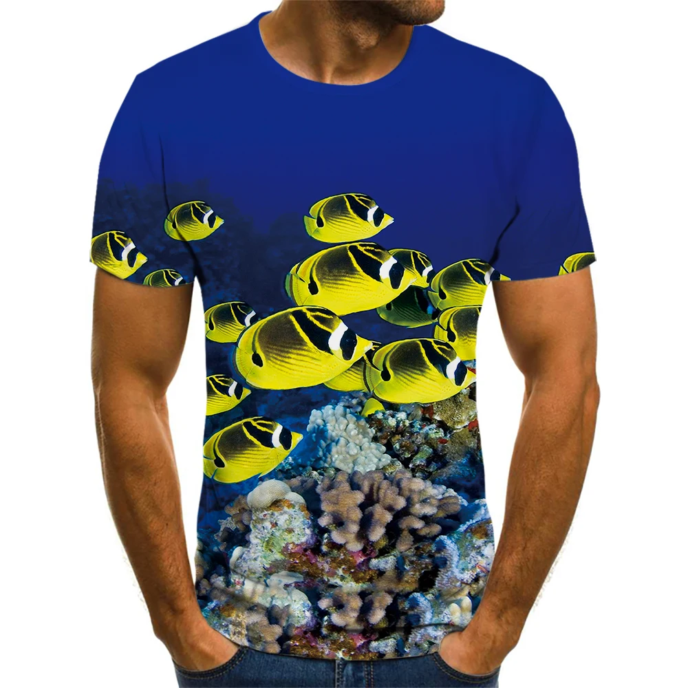 

New 3D Underwater World Biological Pattern Men's Fashion Leisure Vacation Summer Printed Short Sleeve Personalized T-Shirt