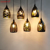 black gold hollow metal pendant lights nordic dining room e27 led pendant lamp for coffee bar kitchen hanging lamps