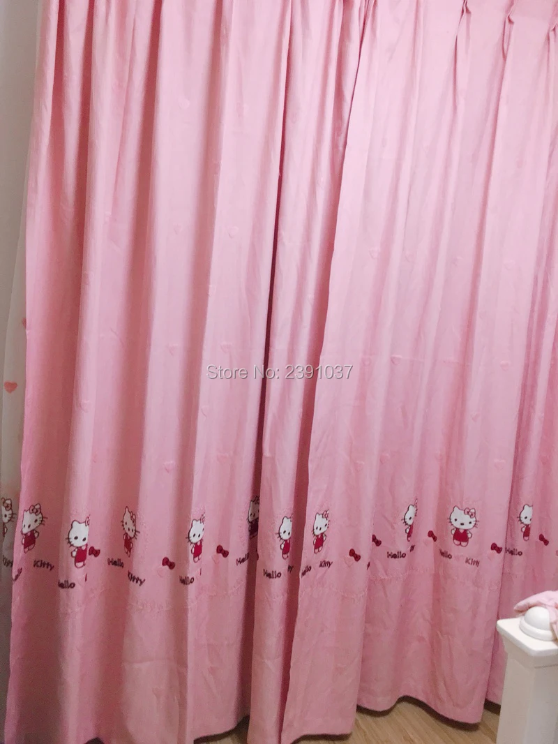 Hello-kitty, оконные шторы, занавески, тюль для детской комнаты, балдахин, европейский стиль, утолщение, затенение, современное окно