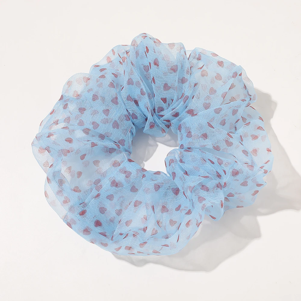 Ins Oversized Organza Scrunchies Women Heart Scrunchie Elastic Hair Bands Girls Headwear Rubber Ties Big Ponytail Holder |